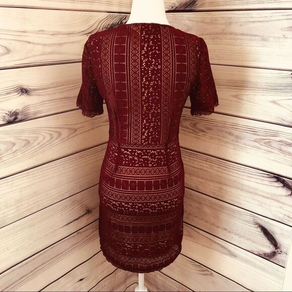 Forever 21 Burgundy Lace Short Sleeve Dress - Picture 5 of 7